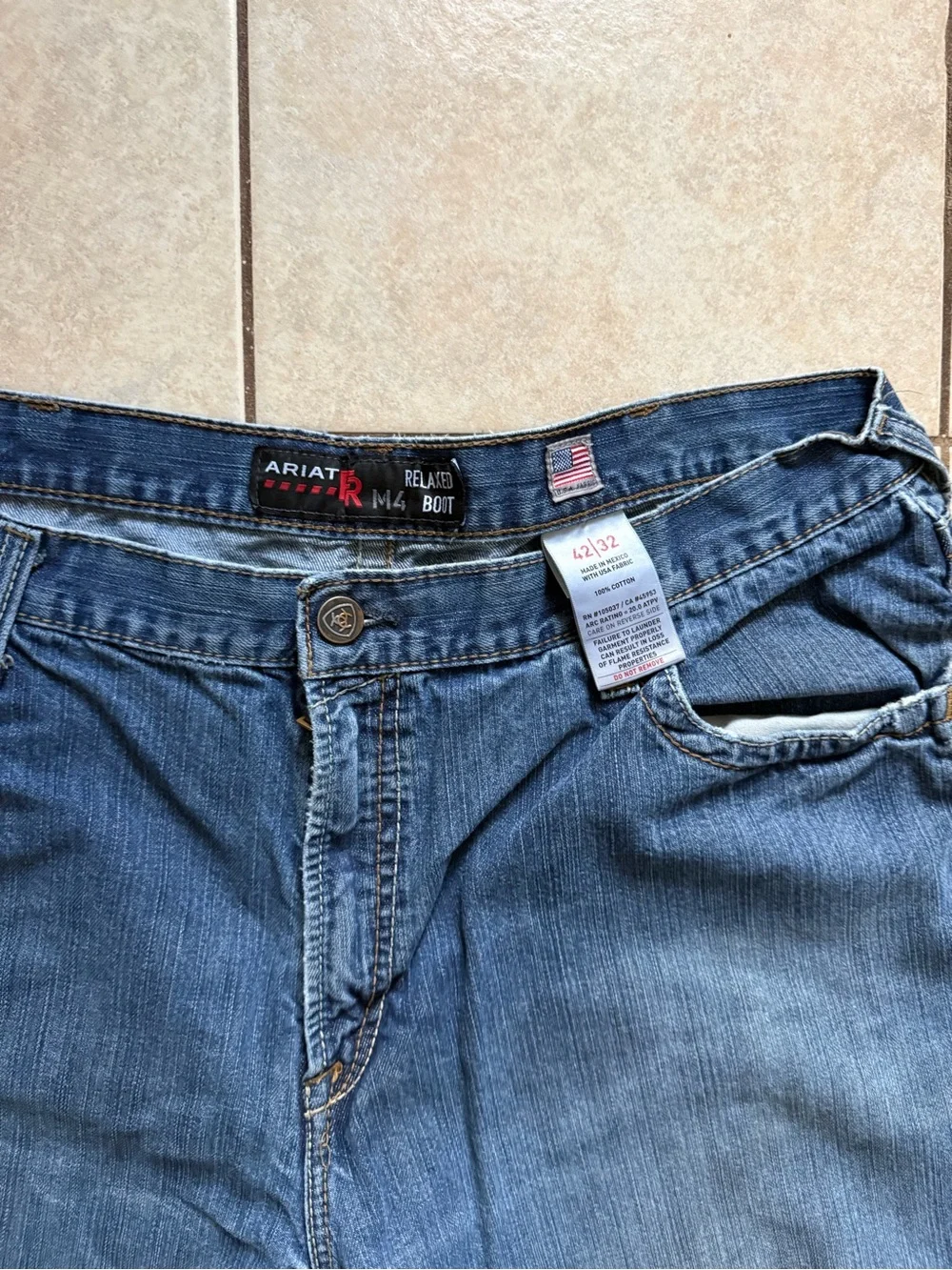 Ariat Mens M4 Flame Resistant Bootcut Cotton Work Jeans Blue 42/32